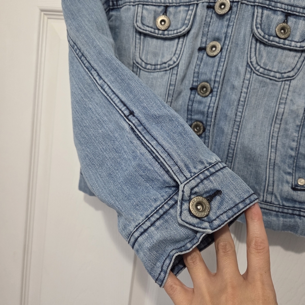 Highway Jeans Girls Medium Wash Cropped Denim jacket Size Small - Picture 7 of 11